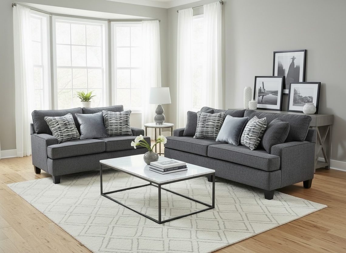 Sofa & Loveseat Atlantic Charcoal (Oversized)