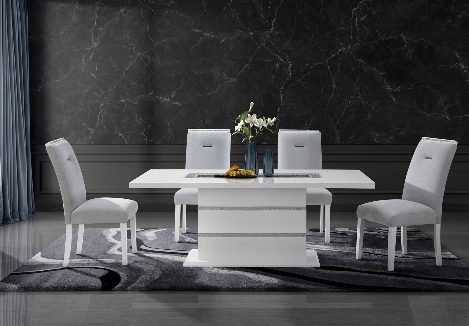 MONACO-WHITE-DT+DC(NEW) Monaco White Dining Set 7pc
