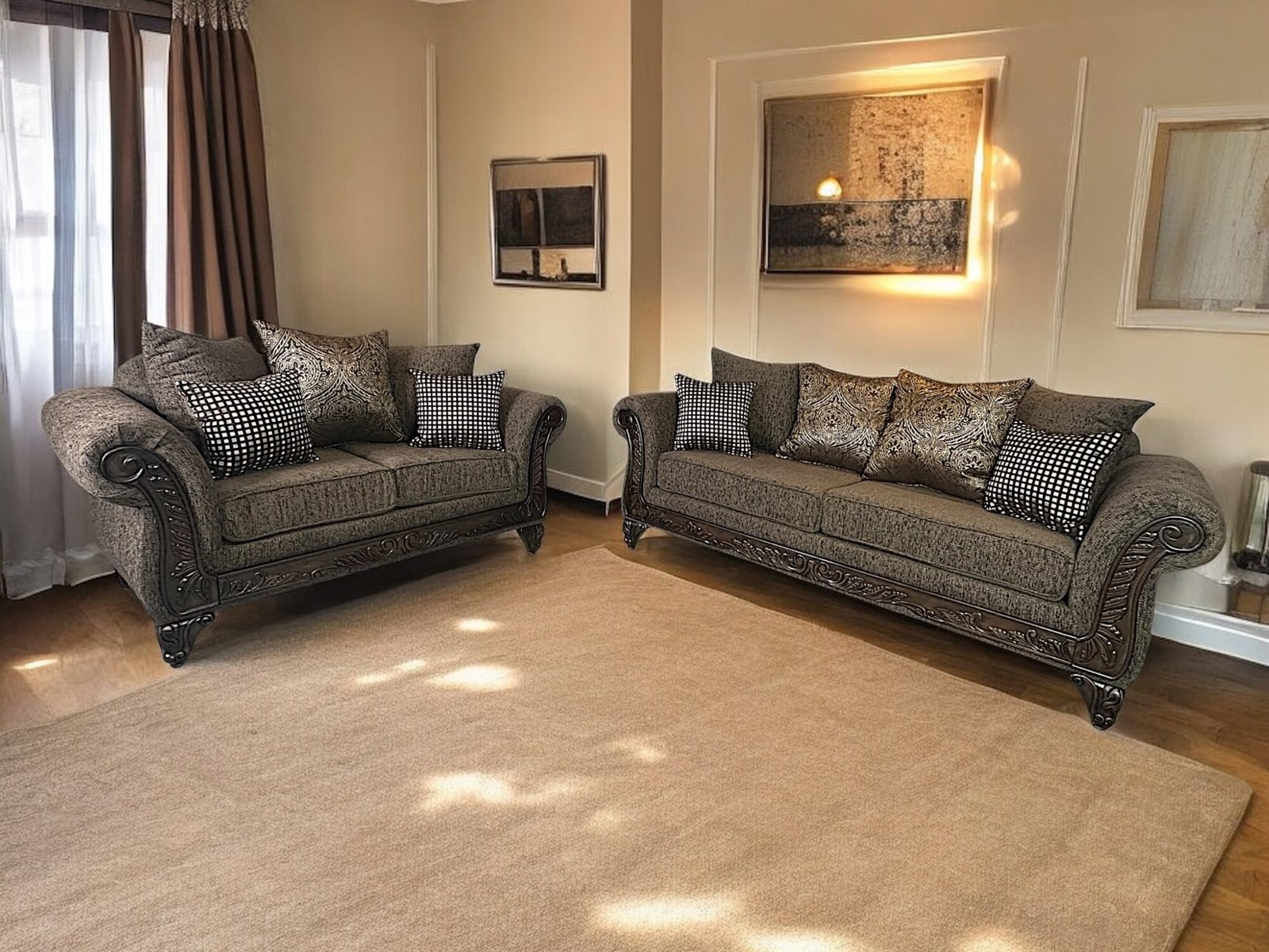 Helen Sofa and Loveseat Brown