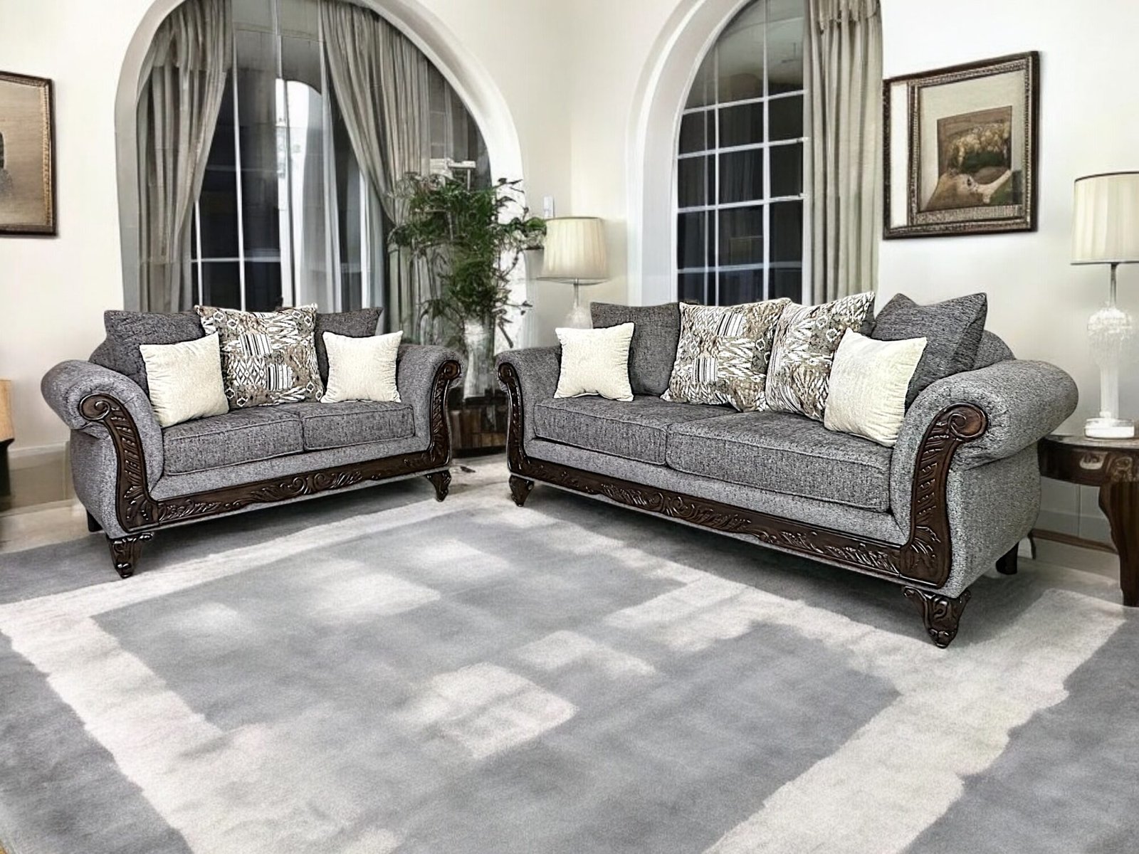 Helen Sofa and Loveseat Grey