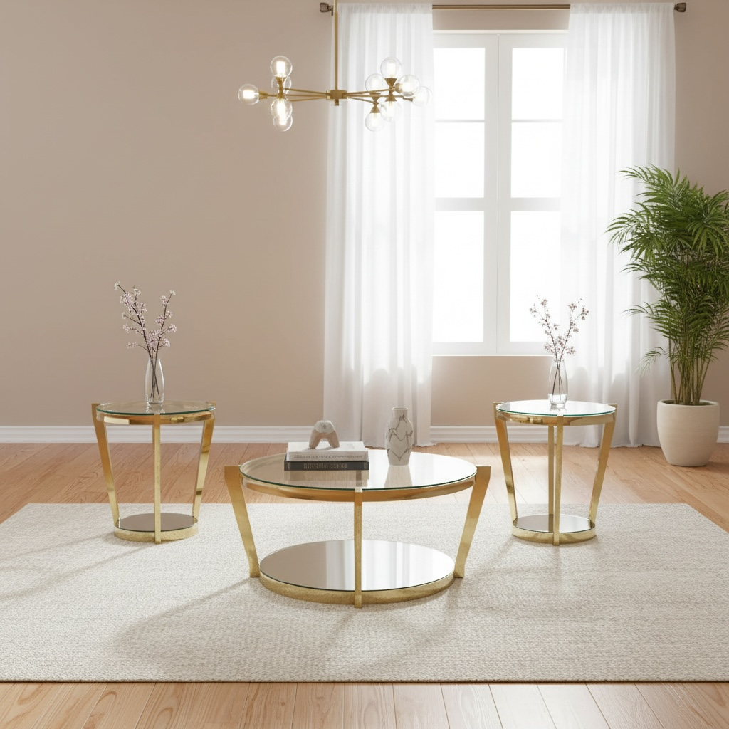 Crystal 3PC Coffee Table SET - Gold