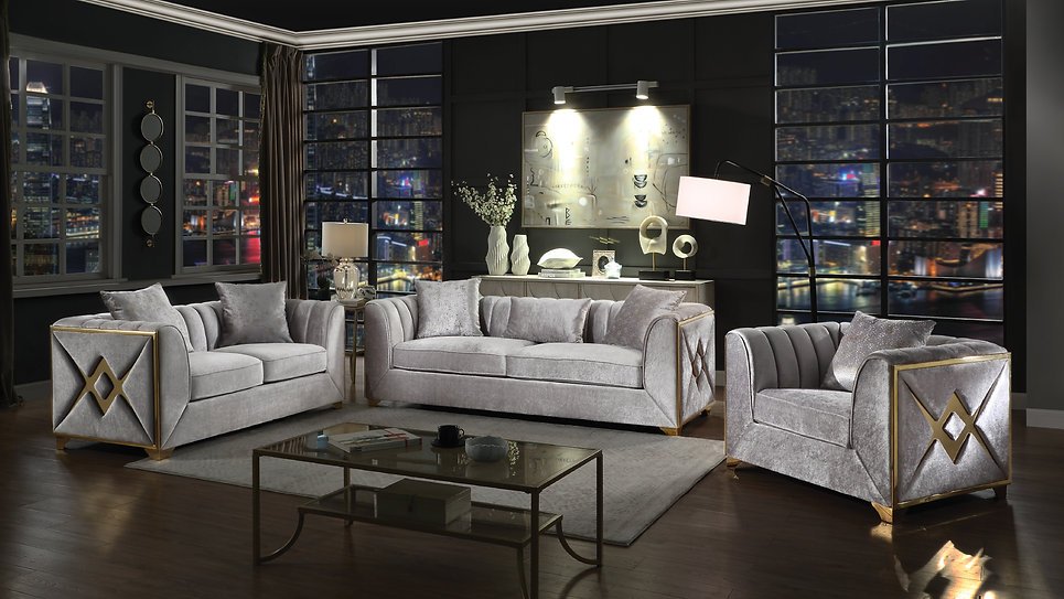 Valencia Sofa Loveseat Silver