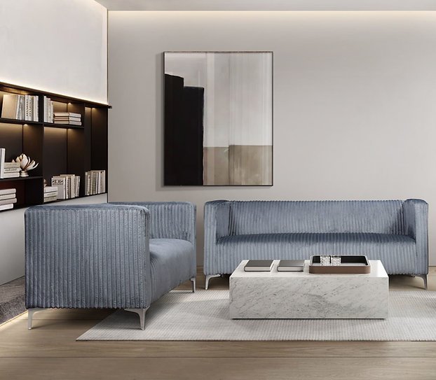 Bugly Sofa Loveseat Grey 2 PC