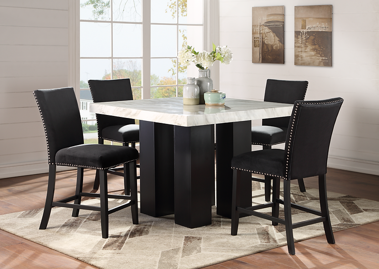 Camila 5PC Dining Set White Top/Black