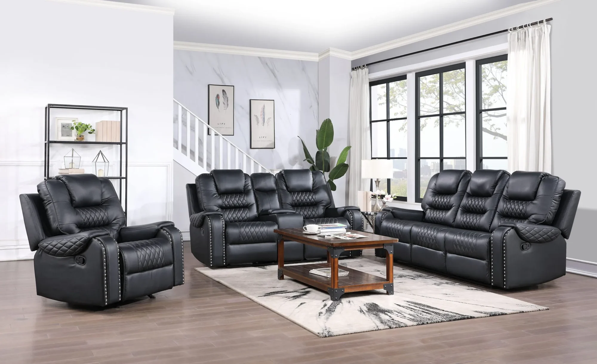 fb1f08_51aa2b90b6c1480cafbfdcbd318d2435~mv2 Harry 3PC Recliner Set Black (SOLD OUT)