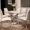 Rectangle Dining Set with White Chairs 7PC
