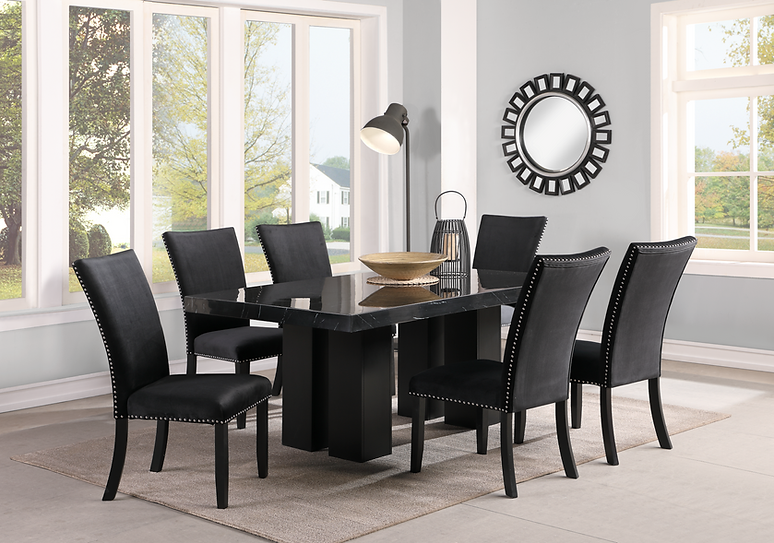 Axel 7PC Dining Set Black Top