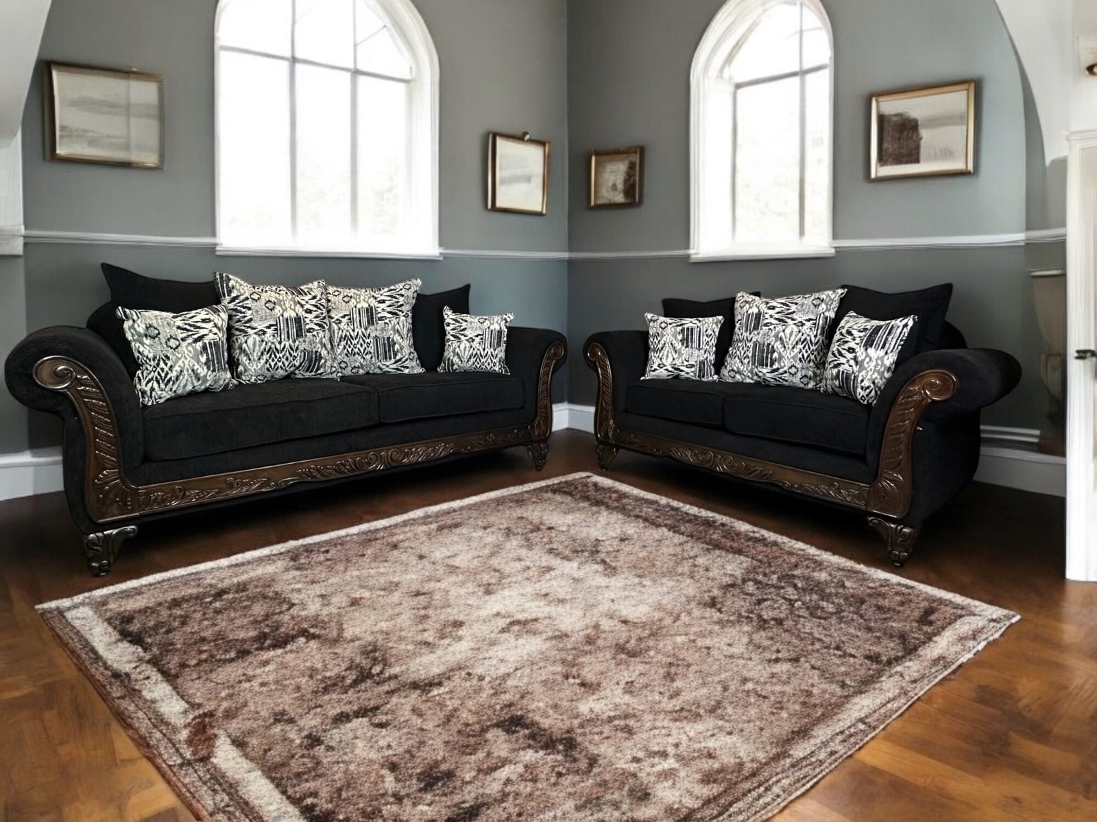 Helen Sofa and Loveseat Black