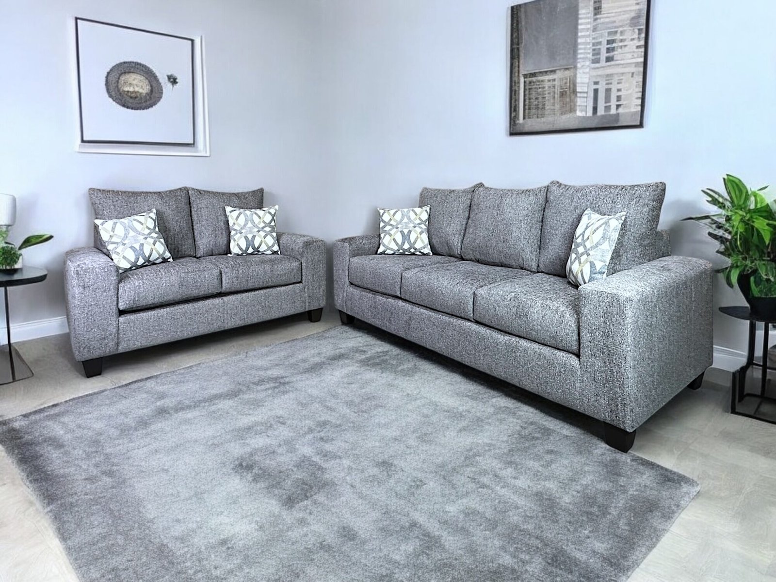 4190 2 PC Sofa and Loveseat Grey (SOLD OUT)