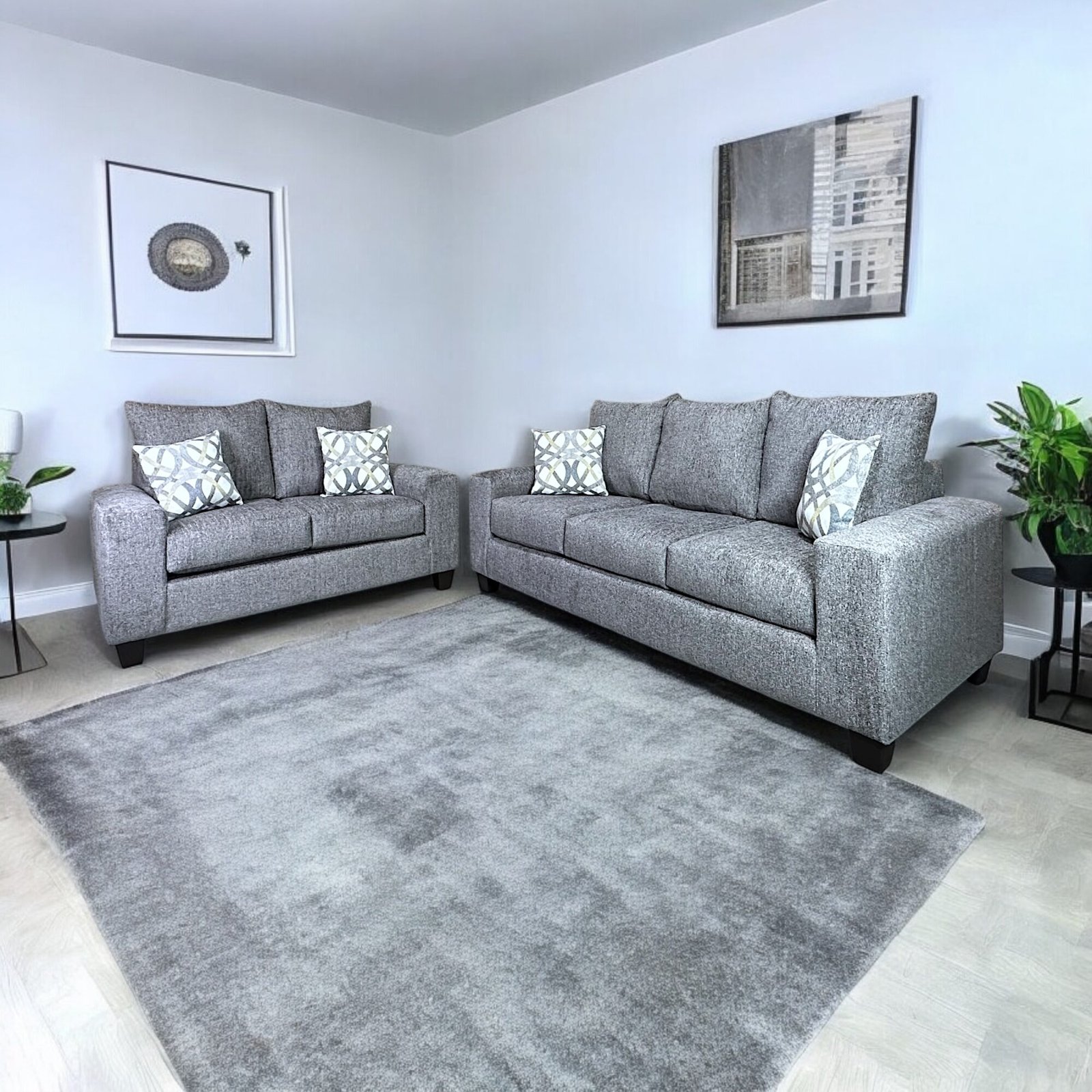 4190 2 PC Sofa and Loveseat Grey (SOLD OUT)