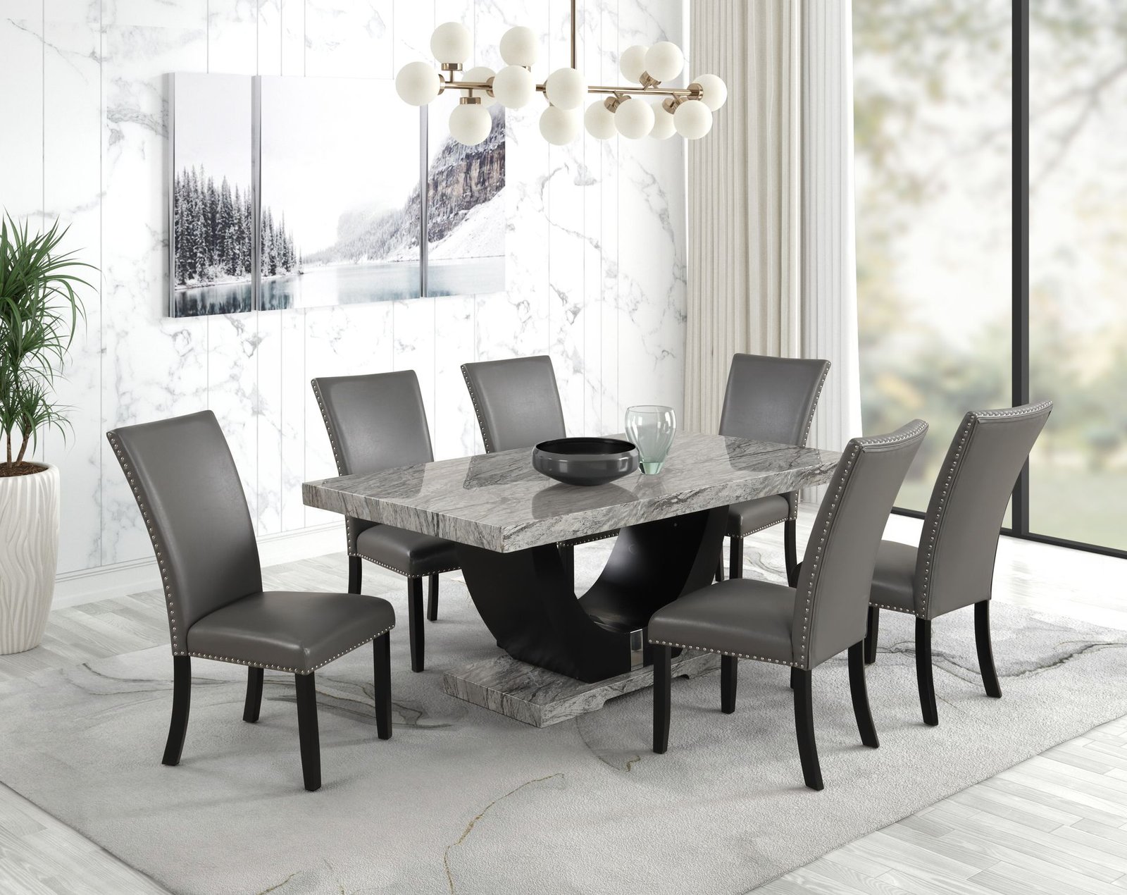 Viviana 7PC Dining Grey Set