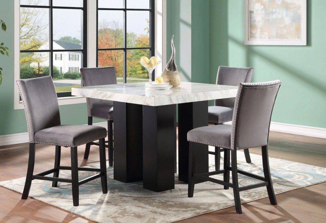 Camila 5PC Dining Set White Top/Grey