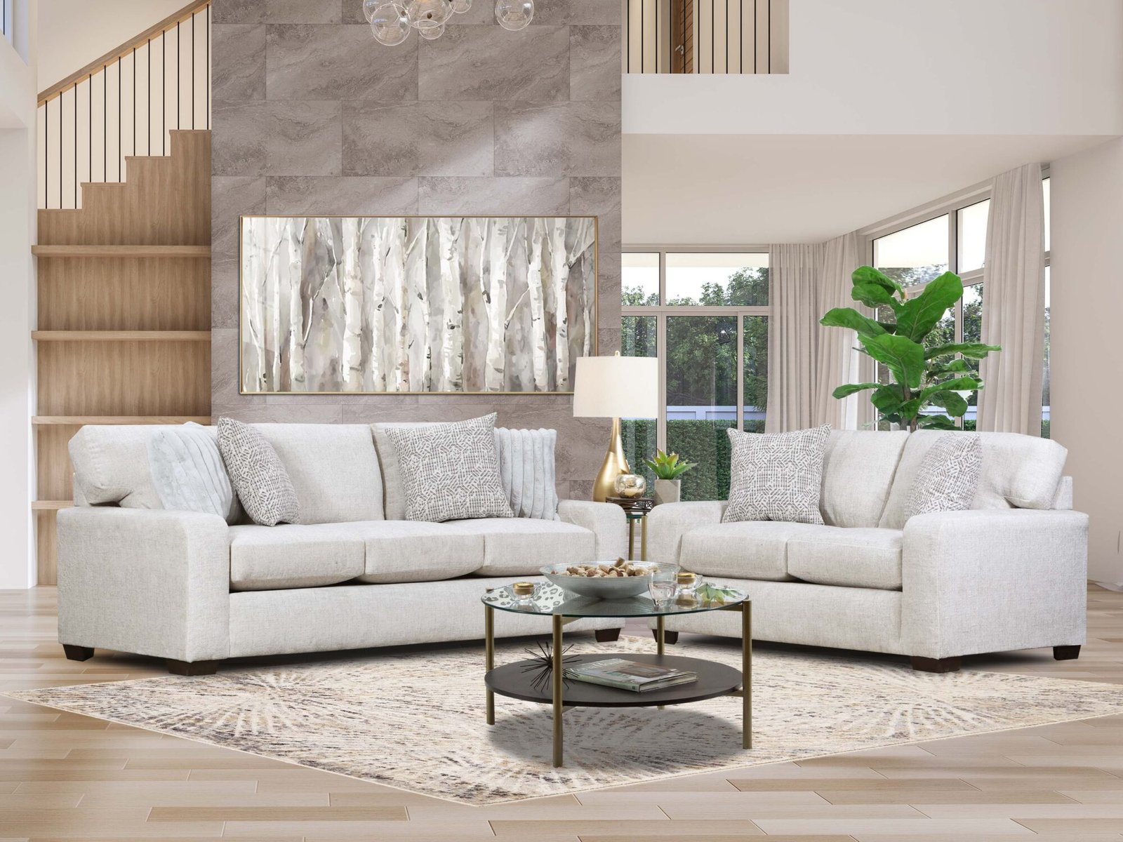 Sofa and Loveseat Cream