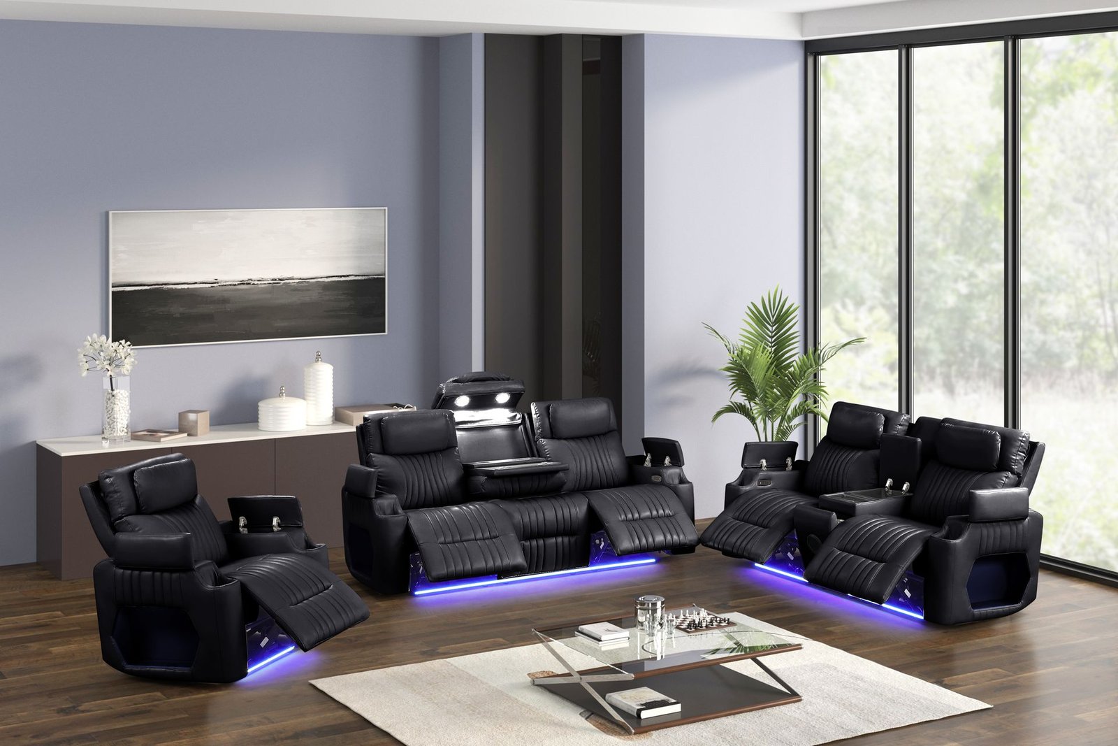 Nancy 3PC Recliner Set Black