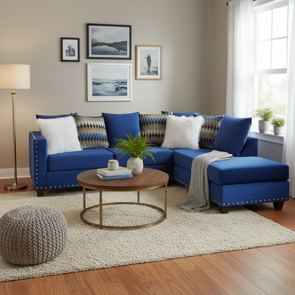 Sectional Blue Velvet