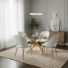Cream Gold Round Dining Set