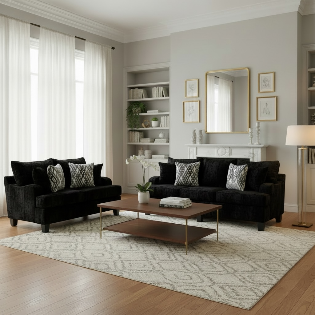 Sofa & Loveseat Jumba Black (Oversized)